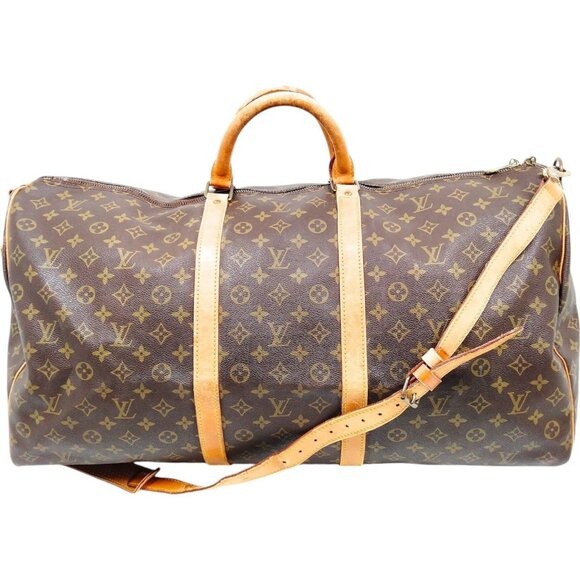861458BU (S6) Louis Vuitton Travel Bag Keepall Bandouliere 60 Brown Monogram - Picture 1 of 9